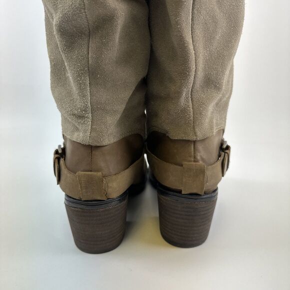 Nine West Vintage America Dorada Boots Tall Pull On Taupe Suede Leather Womens 8 - Picture 6 of 16